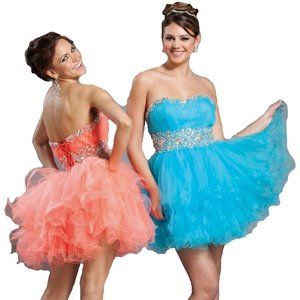 Women's SHORT Embroidery Rhinestones beaded homecoming Party prom dress